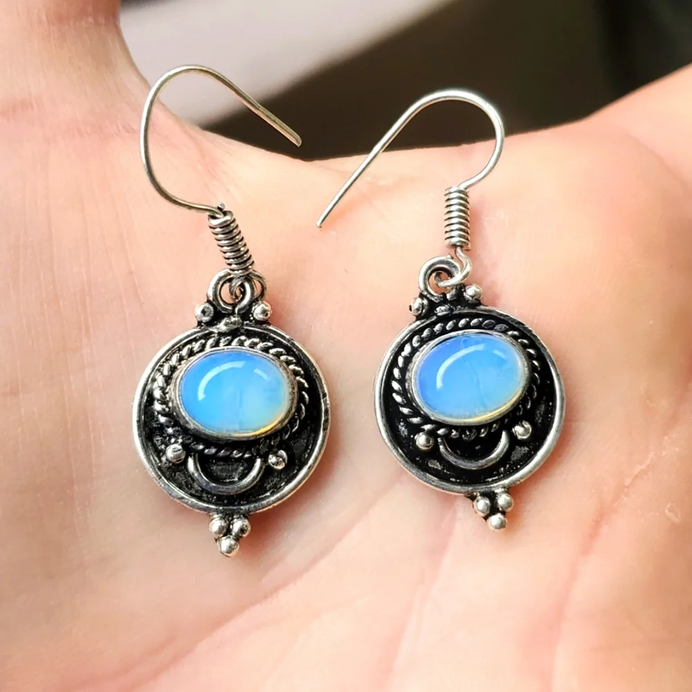 New Opal Opalite Silver Earrings.